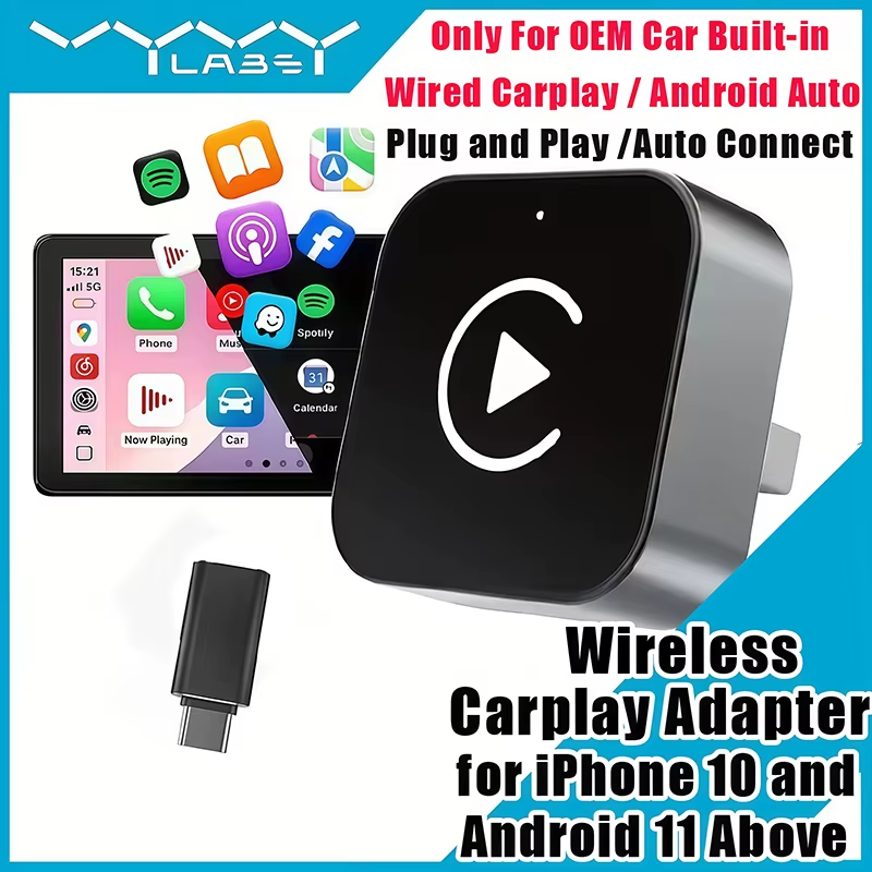 Phone Accessories Unique - 2-in-1 draadloze CarPlay-adapter Plug-and-Play voor iPhone