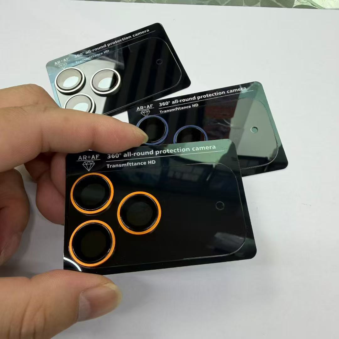 Phone Accessories Box Set - Koolstofvezel volledige cameralensbeschermer glazen hoes voor